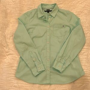 Tommy Hilfiger Women’s Turquoise Long Sleeve Button Down Shirt